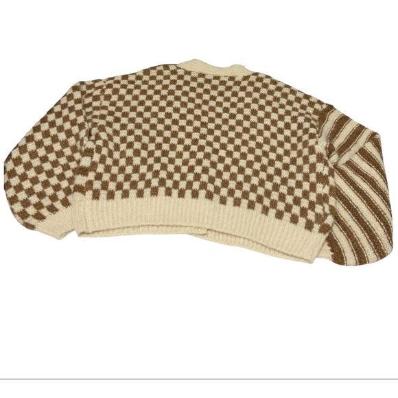 New Blu Pepper Brown and Cream Patterned Cardigan size S - Picture 4 of 6